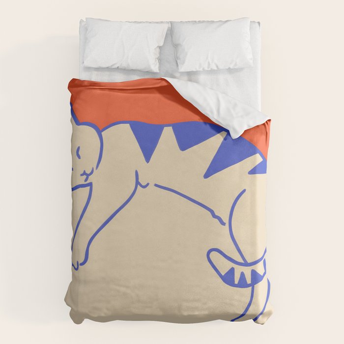 Catalyst, Cat Pets Save The World, Animals Globe Bohemian Eclectic, Cats Sleeping Bold Maximalism, Basic Line Art Drawing Red Illustration Duvet Cover Gallery Image 6