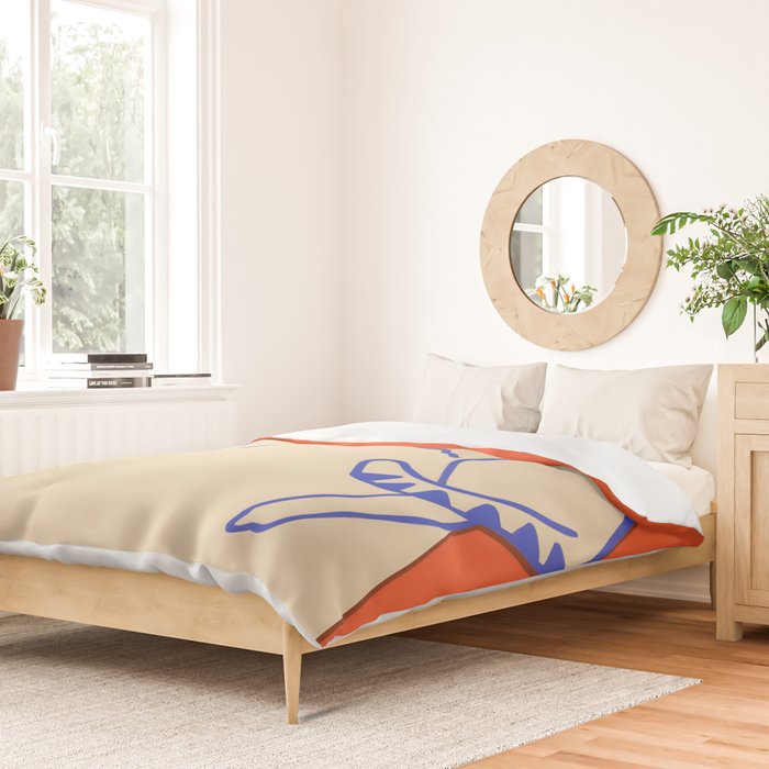 Catalyst, Cat Pets Save The World, Animals Globe Bohemian Eclectic, Cats Sleeping Bold Maximalism, Basic Line Art Drawing Red Illustration Duvet Cover Gallery Image 2