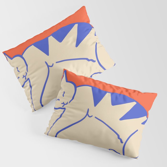 Catalyst, Cat Pets Save The World, Animals Globe Bohemian Eclectic, Cats Sleeping Bold Maximalism, Basic Line Art Drawing Red Illustration Pillow Sham Gallery Image 1