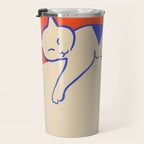 Catalyst, Cat Pets Save The World, Animals Globe Bohemian Eclectic, Cats Sleeping Bold Maximalism, Basic Line Art Drawing Red Illustration Travel Mug Gallery Image 3