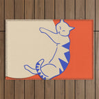 Catalyst, Cat Pets Save The World, Animals Globe Bohemian Eclectic, Cats Sleeping Bold Maximalism, Basic Line Art Drawing Red Illustration Outdoor Rug Gallery Image 1