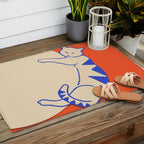 Catalyst, Cat Pets Save The World, Animals Globe Bohemian Eclectic, Cats Sleeping Bold Maximalism, Basic Line Art Drawing Red Illustration Outdoor Rug Gallery Image 2