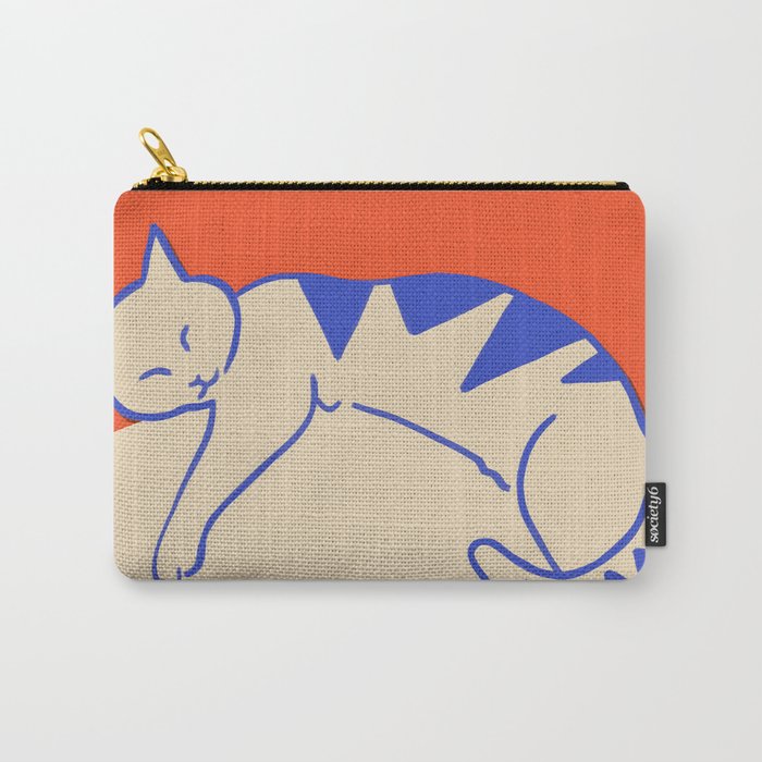 Catalyst, Cat Pets Save The World, Animals Globe Bohemian Eclectic, Cats Sleeping Bold Maximalism, Basic Line Art Drawing Red Illustration Carry All Pouch Gallery Image 1