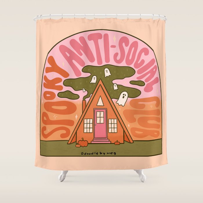 Spooky Anti-Social Club Shower Curtain Gallery Image 1