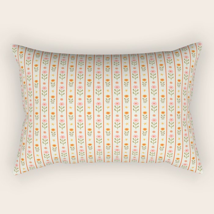 Vintage geometric flower art pattern Rectangular Pillow Gallery Image 1