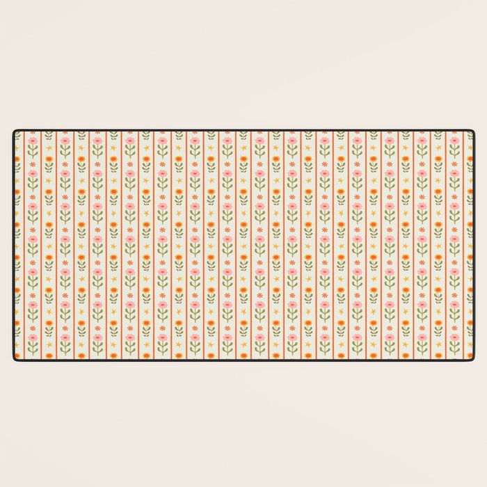 Vintage geometric flower art pattern Desk Mat Gallery Image 3
