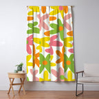 Daisy Time Retro Floral Pattern Green Pink Orange Yellow Window Curtain Gallery Image 5