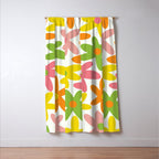 Daisy Time Retro Floral Pattern Green Pink Orange Yellow Window Curtain Gallery Image 3