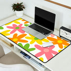 Daisy Time Retro Floral Pattern Green Pink Orange Yellow Desk Mat Gallery Image 2