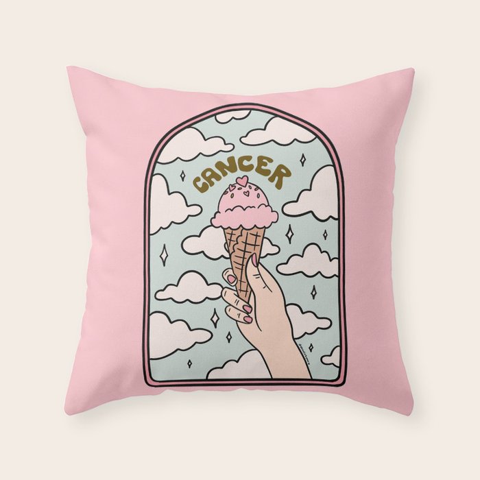 Cancer Ice cream Throw Pillow Gallery Image 1