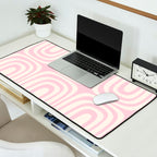 Midcentury Modern Confaab Abstract Pattern in Baby Pink and Cream Desk Mat Gallery Image 2