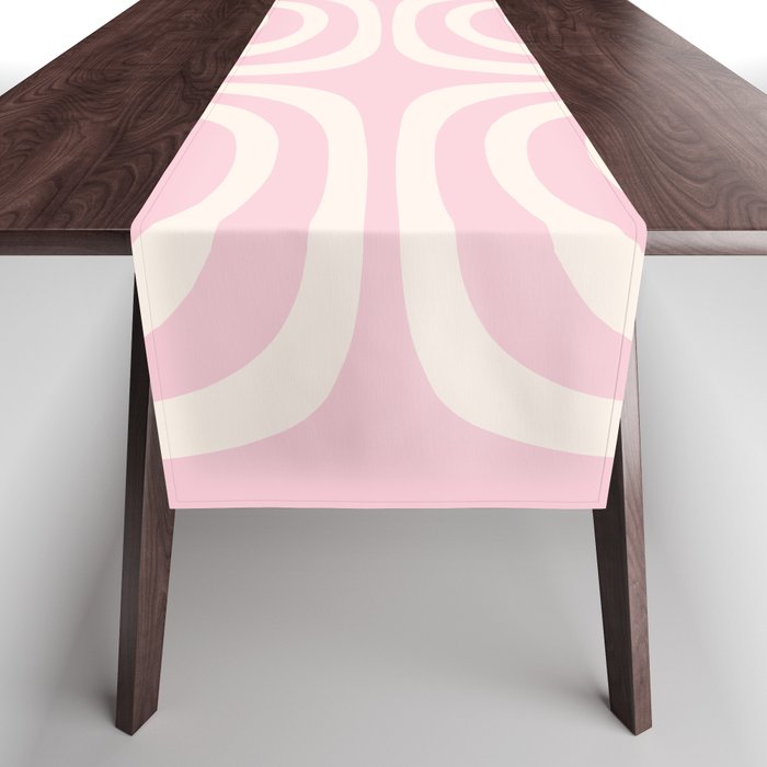 Midcentury Modern Confaab Abstract Pattern in Baby Pink and Cream Table Runner Gallery Image 1