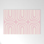 Midcentury Modern Confaab Abstract Pattern in Baby Pink and Cream Welcome Mat Gallery Image 1