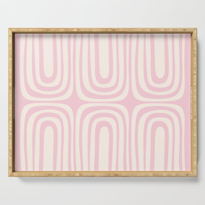 Midcentury Modern Confaab Abstract Pattern in Baby Pink and Cream Serving Tray Gallery Image 1