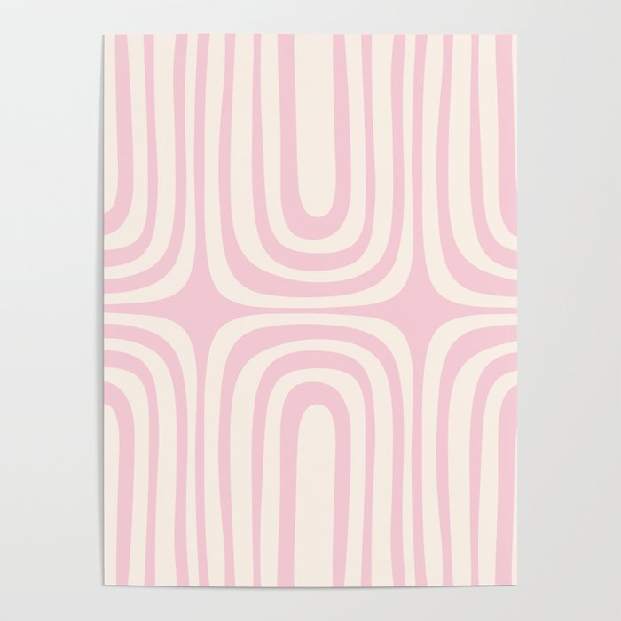 Midcentury Modern Confaab Abstract Pattern in Baby Pink and Cream Poster Gallery Image 4