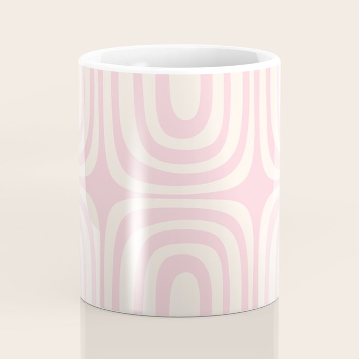 Midcentury Modern Confaab Abstract Pattern in Baby Pink and Cream Coffee Mug Gallery Image 4