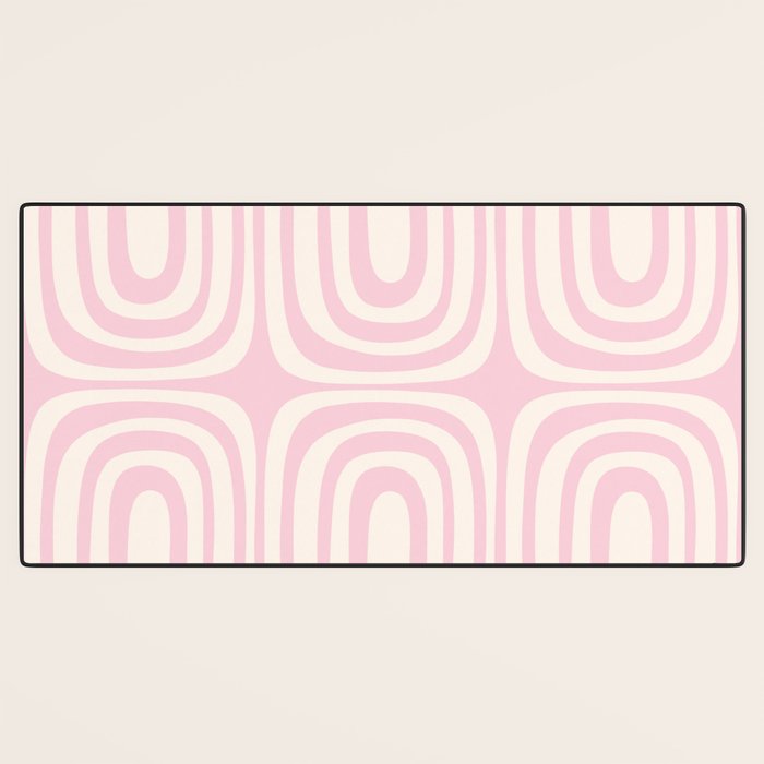 Midcentury Modern Confaab Abstract Pattern in Baby Pink and Cream Desk Mat Gallery Image 3
