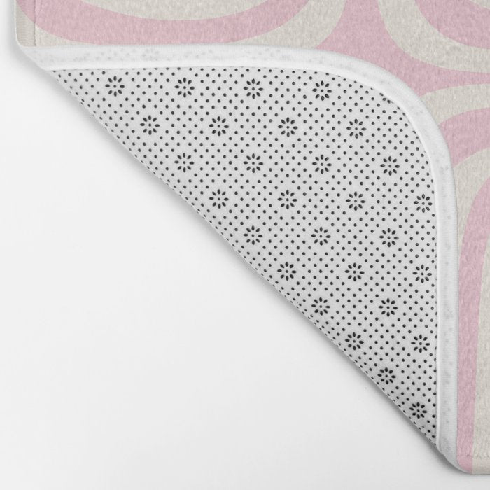 Midcentury Modern Confaab Abstract Pattern in Baby Pink and Cream Bath Mat Gallery Image 2