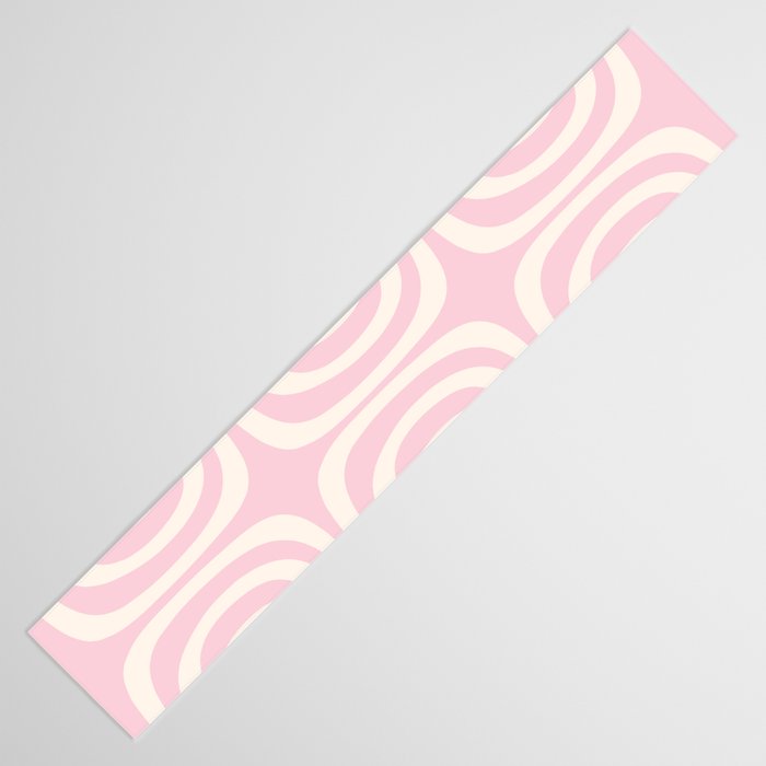 Midcentury Modern Confaab Abstract Pattern in Baby Pink and Cream Table Runner Gallery Image 3