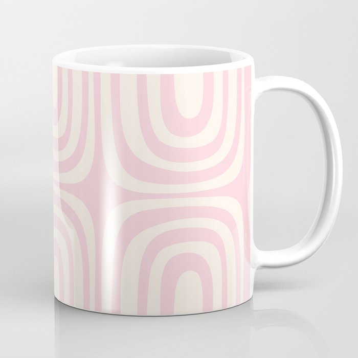 Midcentury Modern Confaab Abstract Pattern in Baby Pink and Cream Coffee Mug Gallery Image 1