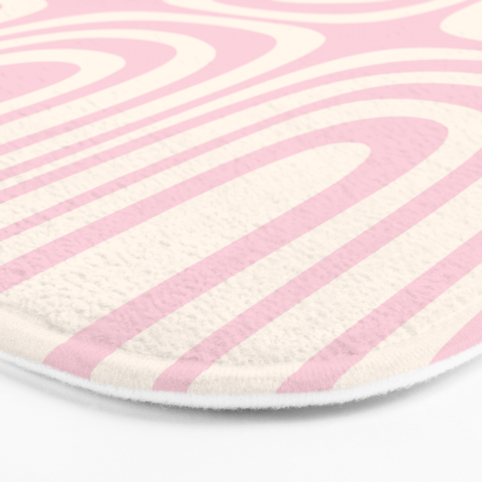Midcentury Modern Confaab Abstract Pattern in Baby Pink and Cream Bath Mat Gallery Image 3