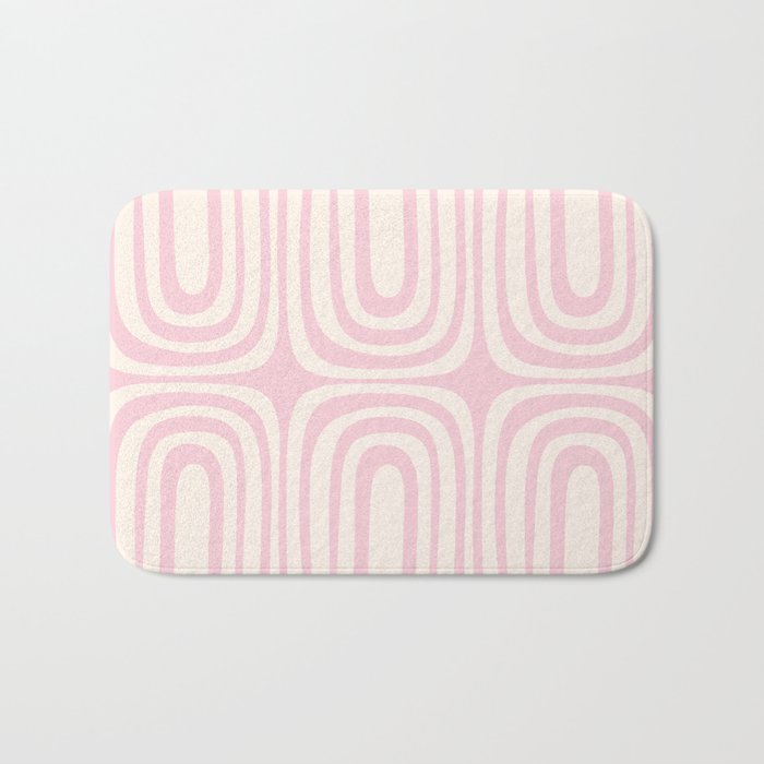 Midcentury Modern Confaab Abstract Pattern in Baby Pink and Cream Bath Mat Gallery Image 1