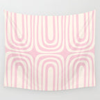 Midcentury Modern Confaab Abstract Pattern in Baby Pink and Cream Wall Tapestry Gallery Image 4