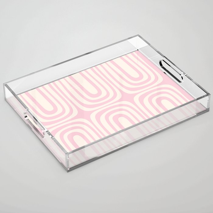 Midcentury Modern Confaab Abstract Pattern in Baby Pink and Cream Acrylic Tray Gallery Image 1