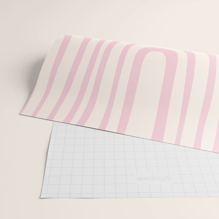 Midcentury Modern Confaab Abstract Pattern in Baby Pink and Cream Wrapping Paper Gallery Image 2