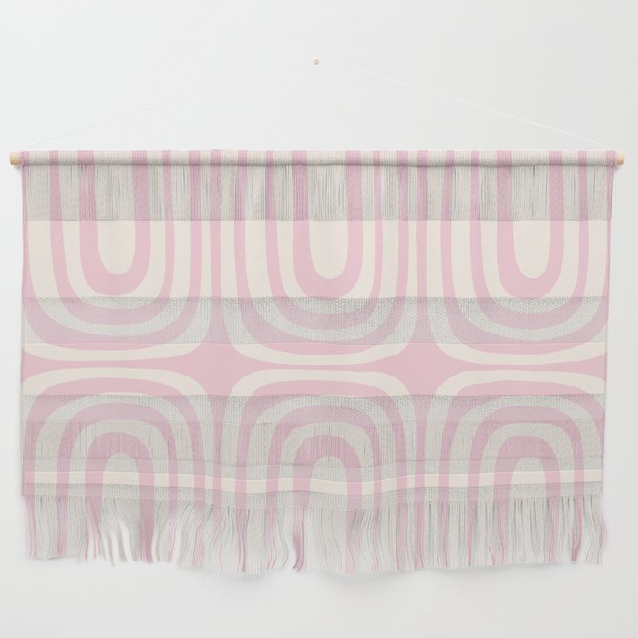 Midcentury Modern Confaab Abstract Pattern in Baby Pink and Cream Wall Hanging Gallery Image 1