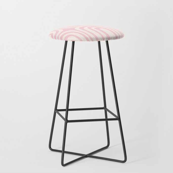 Midcentury Modern Confaab Abstract Pattern in Baby Pink and Cream Stool Gallery Image 1