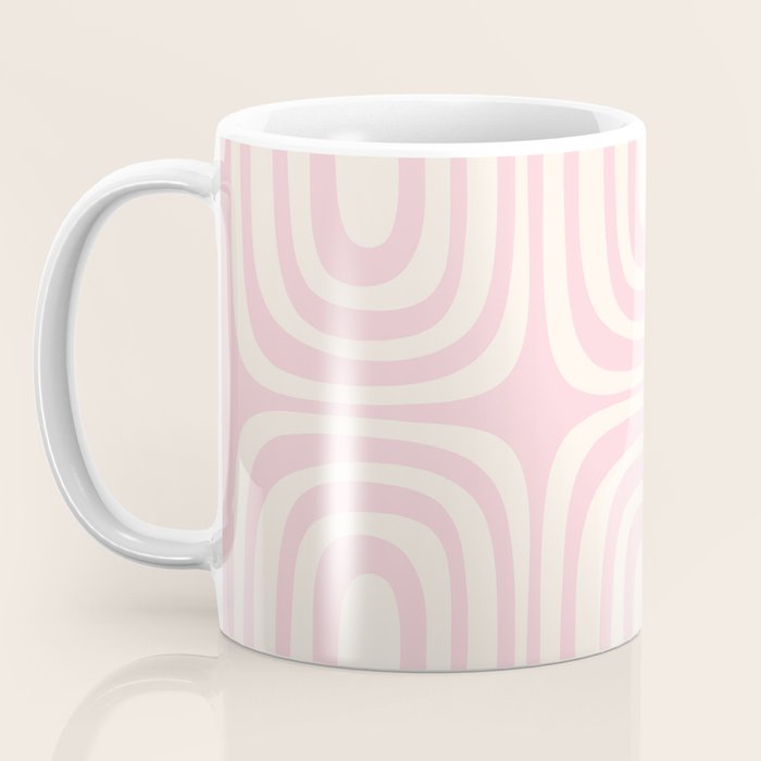 Midcentury Modern Confaab Abstract Pattern in Baby Pink and Cream Coffee Mug Gallery Image 3