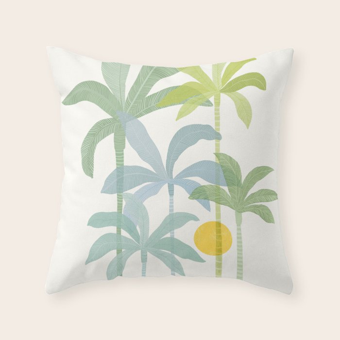 Tropic Sun - palm tree drawing Throw Pillow Gallery Image 6
