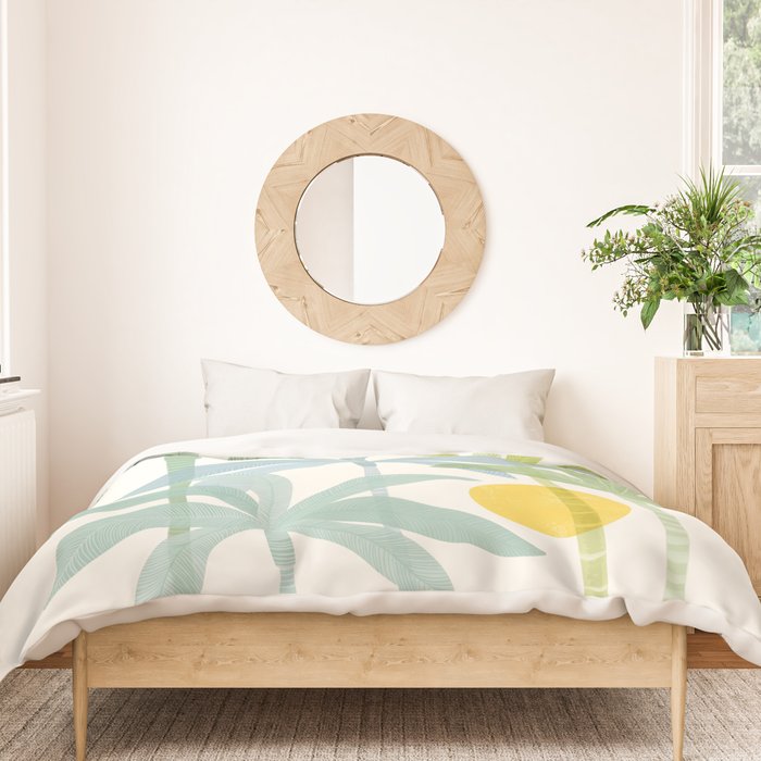 Tropic Sun - palm tree drawing Duvet Cover Gallery Image 3