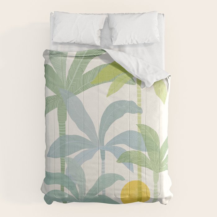Tropic Sun - palm tree drawing Comforter Gallery Image 1