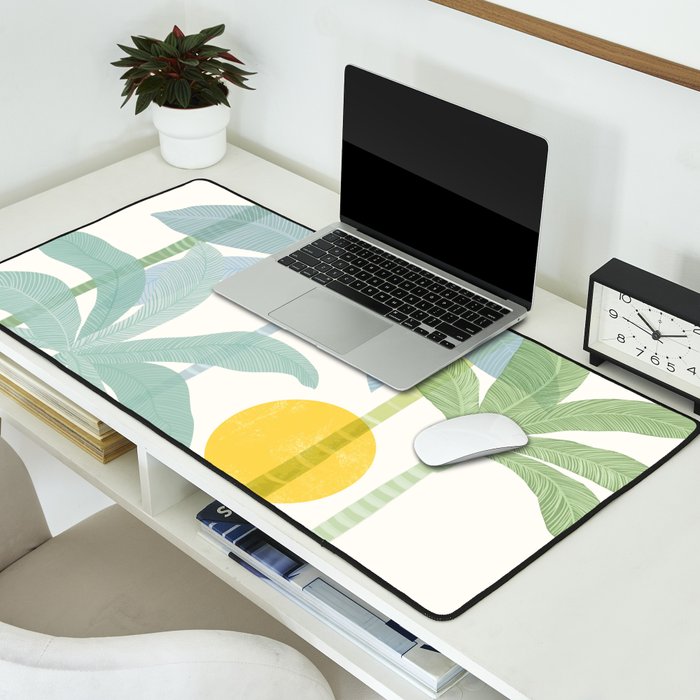 Tropic Sun - palm tree drawing Desk Mat Gallery Image 2