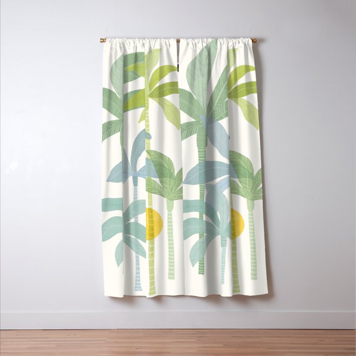Tropic Sun - palm tree drawing Window Curtain Gallery Image 3