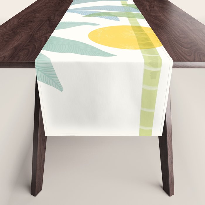 Tropic Sun - palm tree drawing Table Runner Gallery Image 1
