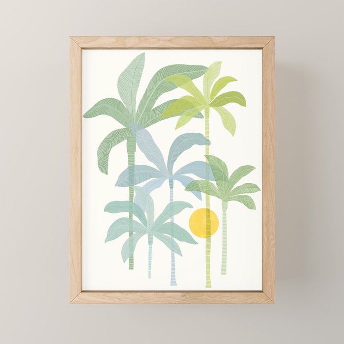 Tropic Sun - palm tree drawing Mini Art Print Gallery Image 1