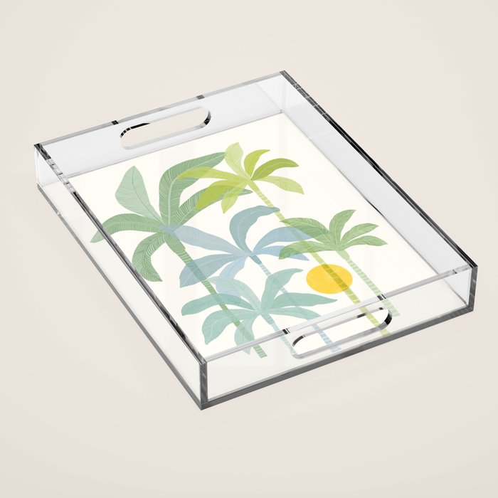 Tropic Sun - palm tree drawing Acrylic Tray Gallery Image 1