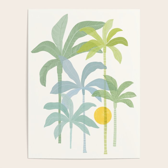 Tropic Sun - palm tree drawing Poster Gallery Image 1