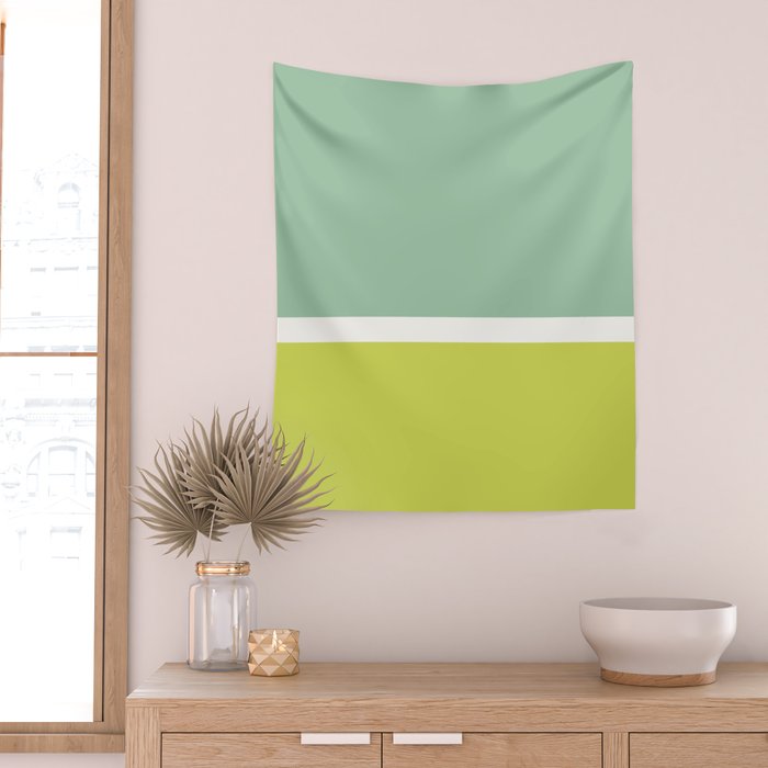 Color Block V Mint Lime Green Wall Tapestry Gallery Image 2