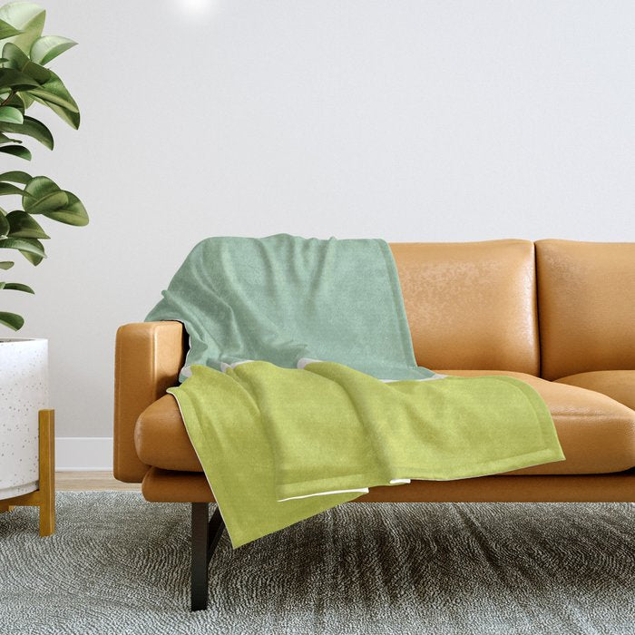 Color Block V Mint Lime Green Throw Blanket Gallery Image 1