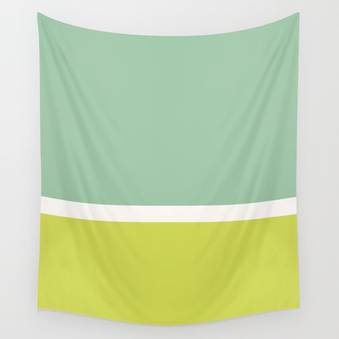 Color Block V Mint Lime Green Wall Tapestry Gallery Image 4