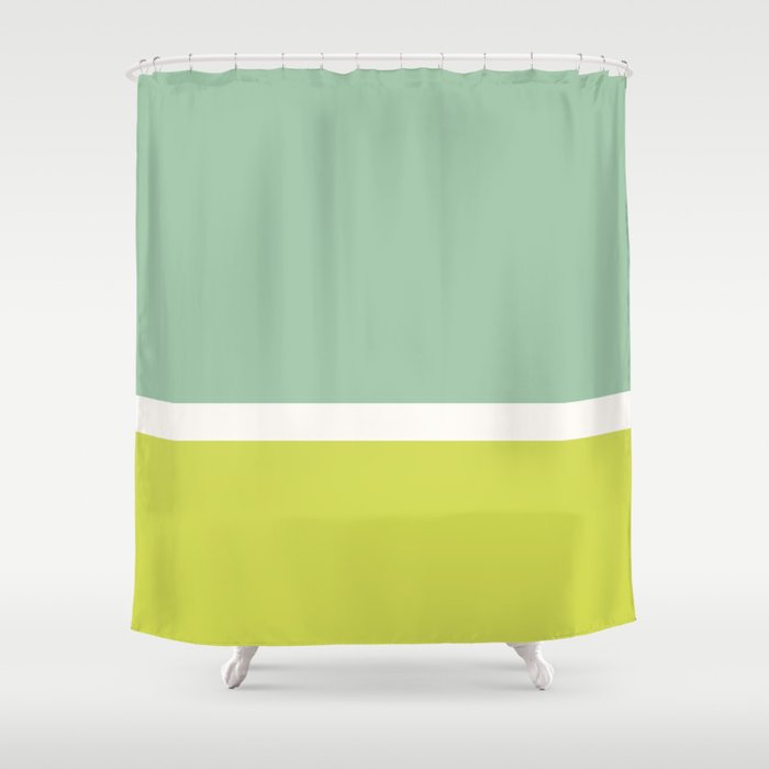 Color Block V Mint Lime Green Shower Curtain Gallery Image 1