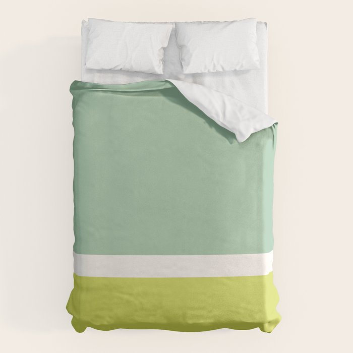 Color Block V Mint Lime Green Duvet Cover Gallery Image 1