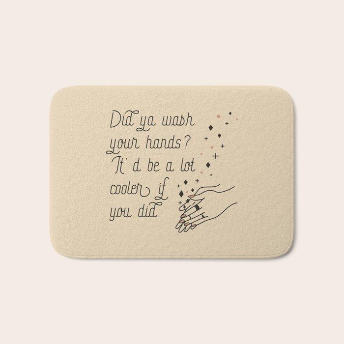 Wash Your Hands in Black & Mauve Bath Mat Gallery Image 1