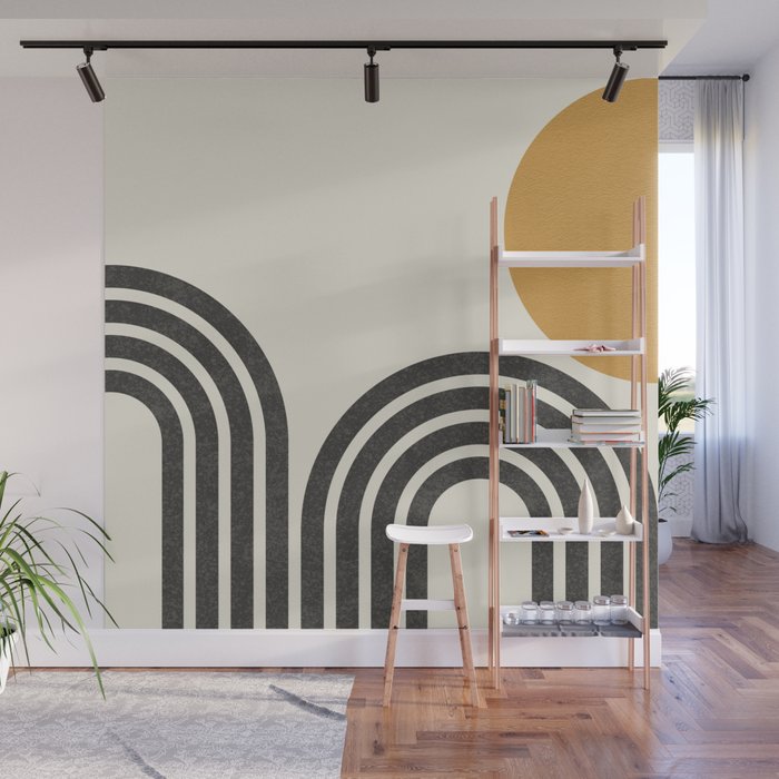 Mid century modern - Sun and Hills Wall Mural Gallery Image 1
