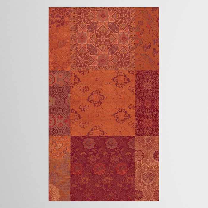 Vintage Bohemian Quilt in Burnt Orange Tablecloth Gallery Image 2