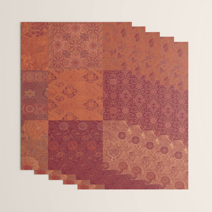 Vintage Bohemian Quilt in Burnt Orange Wrapping Paper Gallery Image 3